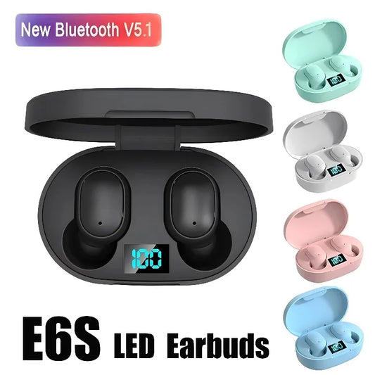 Fones de ouvido sem fio E6S TWS esportivos à prova d'água Bluetooth 5.0 fone de ouvido estéreo com microfone para iPhone Xiaomi Vivo Oppo